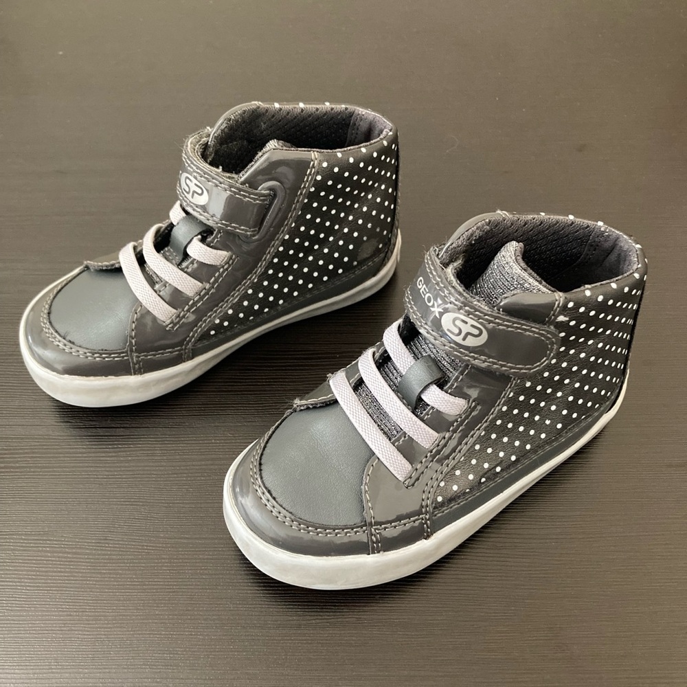 Geox SP Toddler Girls Gray Polka Dot Glitter High Top Sneaker Size 8